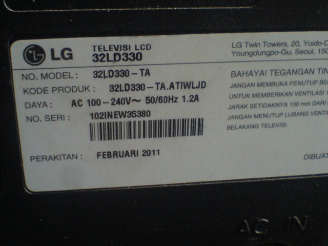 LCD TV LG 32LD330 Tidak Mau Hidup
