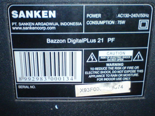 Televisi Sanken Bazzon 21 PF Susah Hidupnya