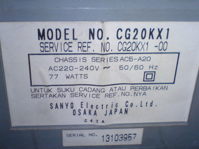 Televisi Sanyo CG20KX1 Gambar Garis Vertikal